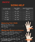 Sizing chart for Extra Thick 8 Mil Orange Nitrile Work Gloves Heavy Duty Disposable Knit Cuff for Mechanics and Tradesmen.