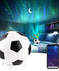 Soccer Ball Shaped Constellation Projector Night Light With Bluetooth Speaker and USB Charger projecting starry sky.