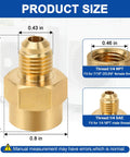 1/4 SAE To 1/4 NPT Brass Adapter AC Refrigeration Pipe Connector Fittings with precise dimensions displayed.
