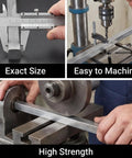 Square steel key stock bar, 1/2 in x 1/2 in x 12 in, cold-drawn 45# steel for shaft keyways.