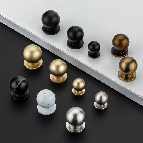 Top Tier Black Marble Cabinet Knobs And Round Drawer Handles 1 Inch Diameter 10 Pack Solid Aluminum Alloy on display.