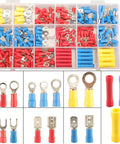 300Pcs 18 Types Crimp Connector Kit With Ring Spade Fork And Butt Terminals 6.3mm Quick Disconnect Terminals Male And Female Spade Connectors For Easy DIY Solder Free Wiring