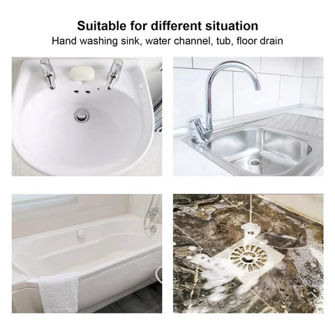 YUEHISY 50Pcs Shower Drain Hair Catcher Fiberglass Dense Mesh in various sink and tub settings for effective hair trapping.