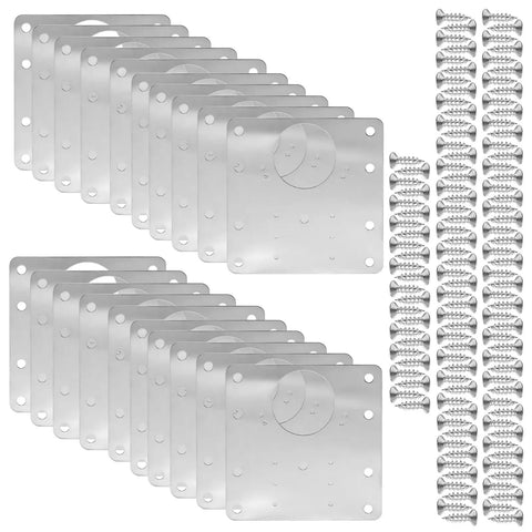 Stainless Steel Cabinet Hinge Repair Kit with 20 door hinges and 120 screws for kitchen cabinets cupboards and furniture renovation.