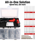 Rivet Nut Tool And Pop Rivet Gun For One Handed Tight Space Riveting All In One Kit with red handle in storage case
