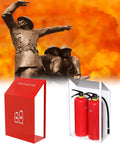 Stylish Stainless Steel Fire Extinguisher Storage Box Built Tough And Classy For 1 To 5Kg Units with two red fire extinguishers.