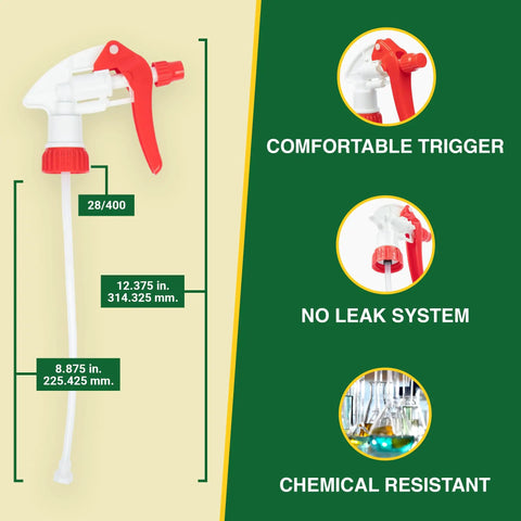 Pro Grade Heavy Duty 32 Oz Empty Spray Bottles For Knotty Jobs And Weekend Cleanups Two Pack Red Trigger Sprayers detailed view