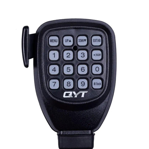 Close-up of speaker mic for KT-7900D 25W Mini Quad Band Base Station Ham Radio with numeric keypad and buttons.