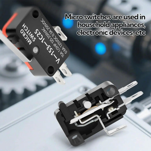 20 Pieces Long Straight Lever Arm Micro Switch Heavy Duty 15A 125 To 250 VAC 1NO 1NC Limit Switch V-153-1C25