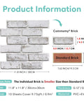 3D Faux Brick Peel And Stick Tiles Set Of 10 Small 11.8 By 11.8 Inch PVC Wall Panels in warm white product size comparison