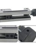 Close-up of Dead Nuts Accurate Toolmaker Vise featuring a hella solid 2 inch jaw setup for CNC milling and grinding.