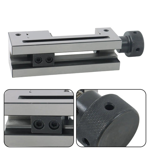 Close-up of Dead Nuts Accurate Toolmaker Vise featuring a hella solid 2 inch jaw setup for CNC milling and grinding.