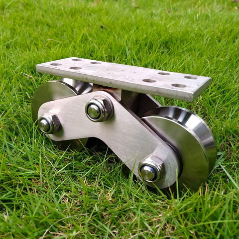 Beefy Heavy Duty Sliding Gate Caster With Groove Wheel And Double Pulley Silent Detachable Stainless For Inverted Track