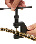 Chain Breaker Splitter Tool For Roller Chains, DIY Friendly Chain Cutter And Detacher For Motorcycle Go Kart Mini Bike Dirt Bike 428 520 525 530 And Extensions Included in use with gold chain