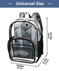 Clear PVC Backpack See Through Bookbag With Front Mesh Pocket And Side Bottle Pockets 12L Lightweight Durable Unisex