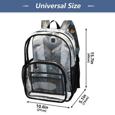 Clear PVC Backpack See Through Bookbag With Front Mesh Pocket And Side Bottle Pockets 12L Lightweight Durable Unisex