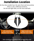 Diagram showing installation location of BMW Interior Door Pull Handle Covers 2 Pack Easy Install Left And Right Black For 3 Series and 4 Series 2012-2018 F30 F31 F32 F34 F36 F80 F82 F83 M3 M4 Upgraded Durable Wear Resistant No Leather Rub inside vehicle, highlighting left and right handle positions.