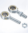 4 Pack POSB6 Rod End Bearing Set With Three Eighths Inch Bore And Right Hand Thread Twenty Four Per Inch Self Lubricating Steel Joint Rod Ends With Jam Nuts For Forging Machines And CNC Tools For Your Shop Floor; pair with jam nut