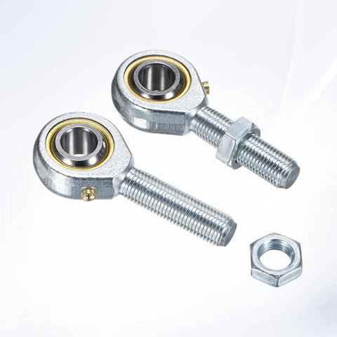 4 Pack POSB6 Rod End Bearing Set With Three Eighths Inch Bore And Right Hand Thread Twenty Four Per Inch Self Lubricating Steel Joint Rod Ends With Jam Nuts For Forging Machines And CNC Tools For Your Shop Floor; pair with jam nut