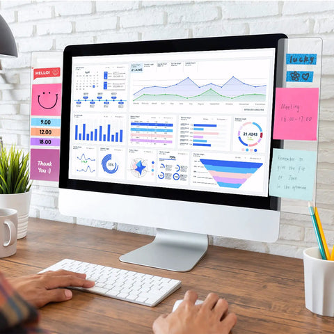 Monitor with Two Piece Monitor Memo Board Set For Office Desk Organization And Note Taking Sticky Note Holder Side Panels