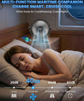 Magnetic Cruise Approved Travel Fan With 12000mAh Battery, 3 Speeds, Timer, Led Lights in a cabin setting.