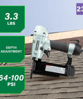 23 Gauge Pin Nailer Kit For Fine Trim And Molding Pneumatic Nailer With Built In Silencer Depth Adjustable NP50A on roof