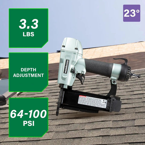 23 Gauge Pin Nailer Kit For Fine Trim And Molding Pneumatic Nailer With Built In Silencer Depth Adjustable NP50A on roof