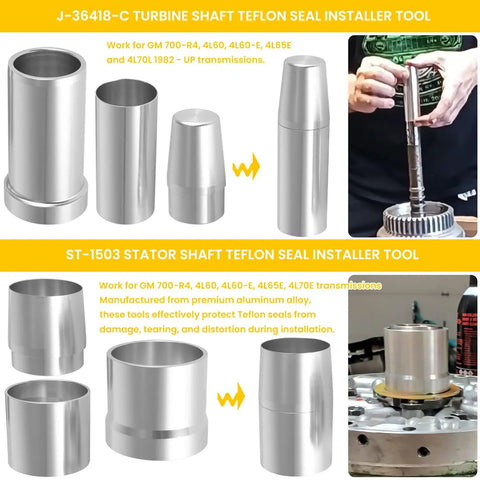 Universal Clutch Drum Spring Compressor Kit With J36418C And ST1503 Teflon Seal Installer Resizer tools setup for GM transmissions