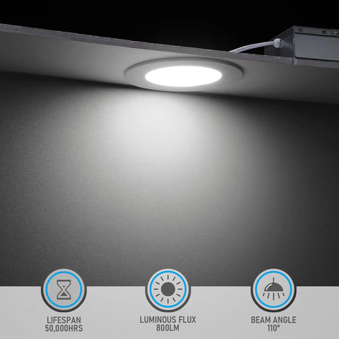 4 Inch Slim Recessed LED Ceiling Lights With Junction Box 9W 800 Lumen 5000K Daylight CRI90 shown installed in ceiling.