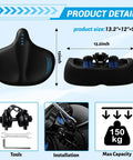 Ultra Wide Oversized Bike Seat Cushion With Comfy Memory Foam For Men And Women Waterproof Universal Saddle Upgrade For Road Mountain City Bikes Ride All Day Pain Free, 13.2x12x5.5 inch