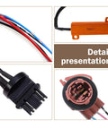 SLIMI 2-pack car 3157 brake-light resistor decoders; orange 50W 6Ω module with multi-pin connectors and color-coded wires