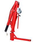 Heavy Duty 500 Lb Hitch Mounted Hydraulic Engine Hoist Portable Jib Crane For Pickup Trucks, red steel, adjustable boom design.