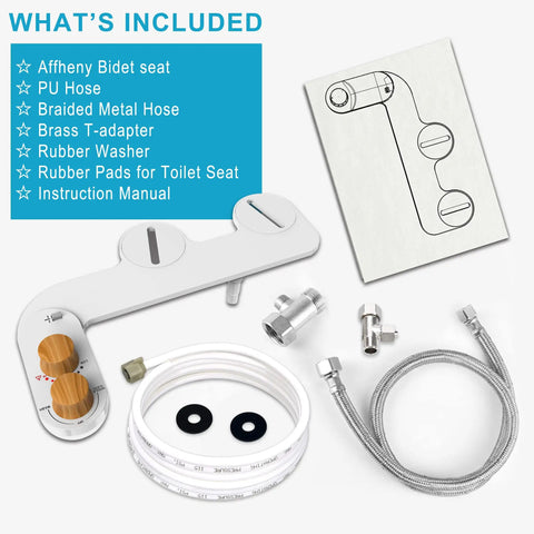 Components of Hot And Cold Non Electric Bidet Attachment For Toilet With Adjustable Water Pressure And Angle Control