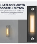 LED Lighted Doorbell Button In Black Plastic, Classic Rectangular Design, mounted on surface, glowing LED light