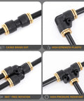 Beast Mode Heavy Duty 50 Foot One Quarter Inch Air Hose Push To Connect Fittings Kit DOT CA360 brass, plastic fittings