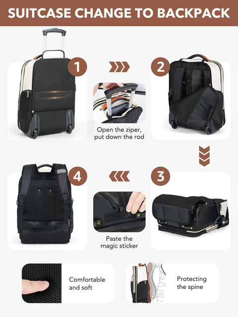 Convertible Rolling Backpack Luggage