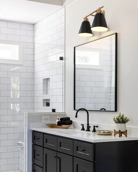 Black And Gold 3 Light Vanity Light For Bathroom Over Mirror 23 Inch Sleek Modern Farmhouse Wall Sconce With Metal Shade Elevates Decor And Brightens Up Your Space