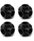 Four Three Quarter Inch Black Six Way Side Outlet Tee For Malleable Iron Pipe Fittings Industrial Vintage Style
