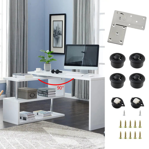 Slick 90 Degree Rotating Table Hinges Forged From Heavy Duty Cold Rolled Steel Swivel Bracket with accessories and desk setup.