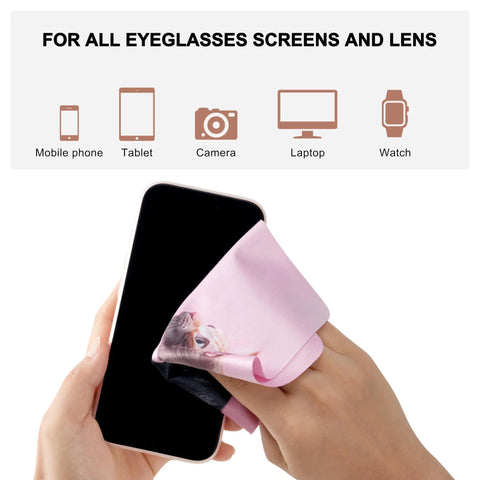 Anywind microfiber glasses cleaning cloth, pink cat print, for eyeglasses and phone screens; 6pcs
