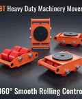 Built Tough Heavy Duty Machinery Mover 8T carbon steel machine skates with 360° swivel casters for warehouses
