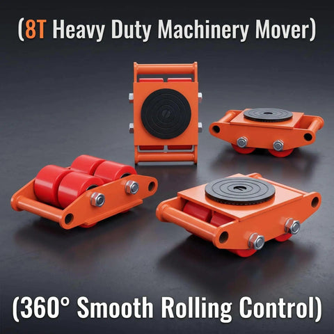 Built Tough Heavy Duty Machinery Mover 8T carbon steel machine skates with 360° swivel casters for warehouses