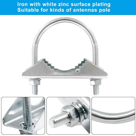 Heavy Duty Rock Solid Double Pack Zinc Plated U Bolt Pipe Clamps For Antenna Masts And Ham Radio Towers Rust Proof Iron Brackets Built Tough For Pickups And Trailers
