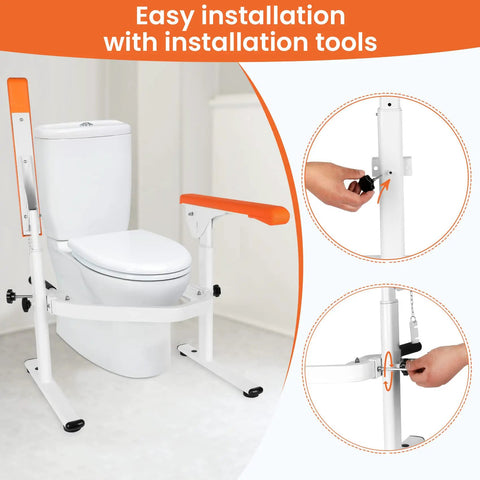 Heavy Duty Toilet Safety Rails For Elderly Free Standing Frame With Adjustable Height And Width installation details