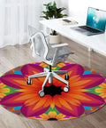Chic Floral Chair Mat For Hardwood Floors Non Slip Castor Glide Guard 55 Inch Round Office Gaming Caster Protector in a modern office setting.