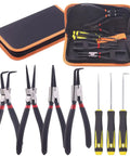 All In One 8 Piece 7 Inch Snap Ring Pliers Kit With Straight And 90 Degree Internal External Pliers Plus 4 Precision Hooks