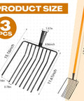Three Sets Pitch Forks For Gardening With Long 47.2 Inch Hardwood Handles 9 Tine Wide Mulch Forks Heavy Duty Horse Stall Forks