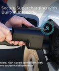 Connecting NACS To CCS EV Adapter With Interlock For CCS1 Fast Charging to non-Tesla electric vehicle, close-up view, UL 2252 Certified