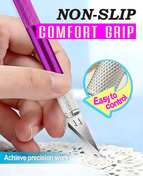 Precision Hobby Knife Set With Ten Extra Blades And A Six Inch Steel Ruler For Crafting Polymer Clay Pottery Paper Vinyl
