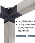 Heavy Duty 3-Way Right Angle Corner Bracket Kit For 4x4 Pergola Posts And Extension Wood Stand, Strong Low-Carbon Steel Braces